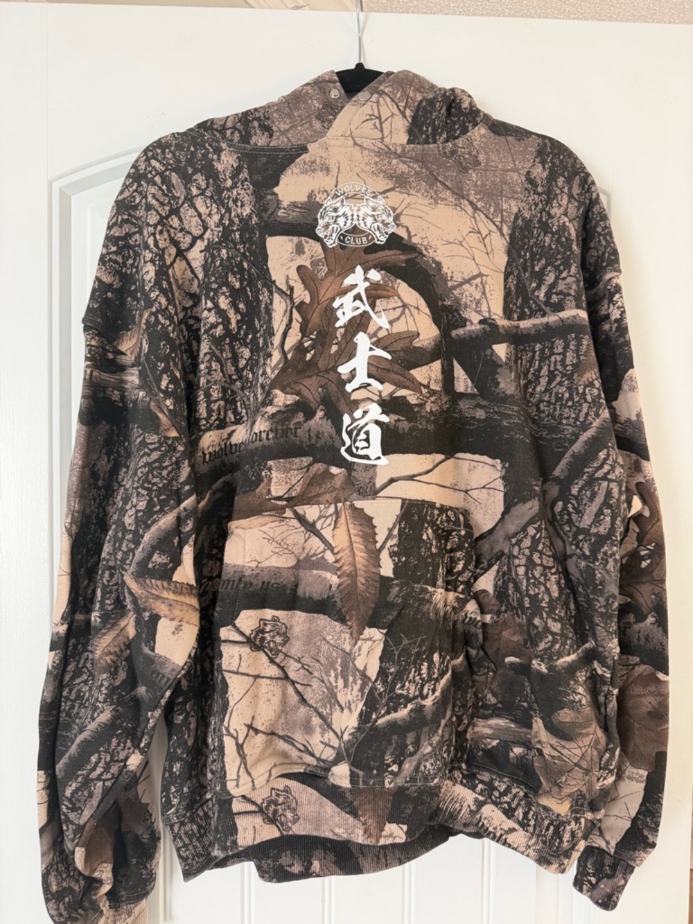 Darc Sport Women's Crewneck Hoodie in Brown Camo with White Graphic